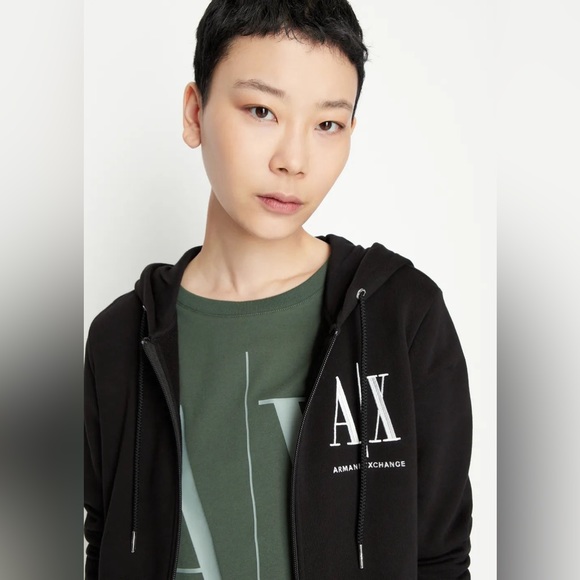 Armani Exchange Icon logo zip up hooded sweatshirt